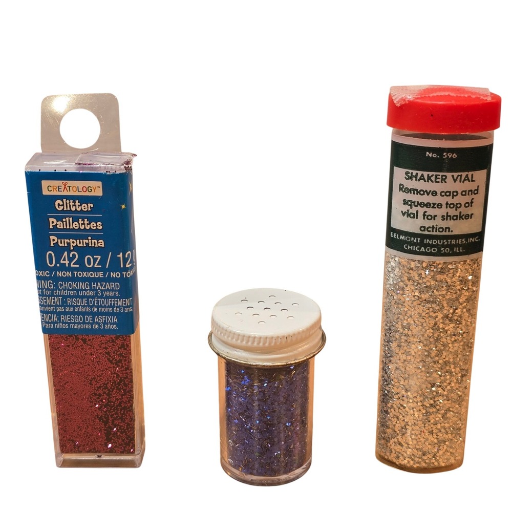 Lot of Purple, Silver and Blue Sprinkles Glitter Vintage‎ Crafting Creatology